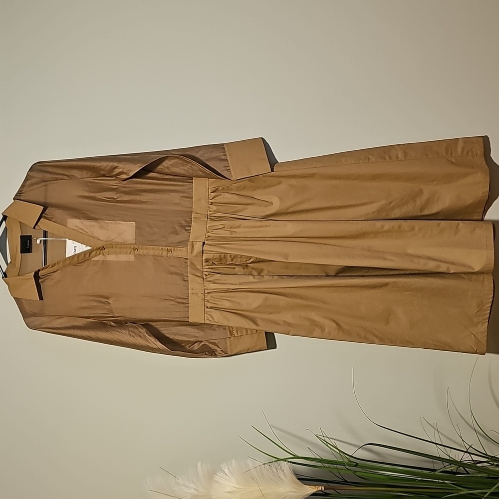 **NWT** Tan Lumiere Long Sleeve Midi Dress with Pockets and Belt Loops
